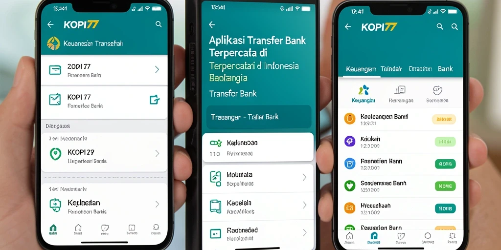 Tampilan antarmuka aplikasi KOPI77 untuk transfer bank yang mudah digunakan.