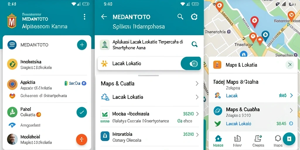 Antarmuka pengguna utama MEDANTOTO menampilkan fitur pelacakan lokasi yang akurat.