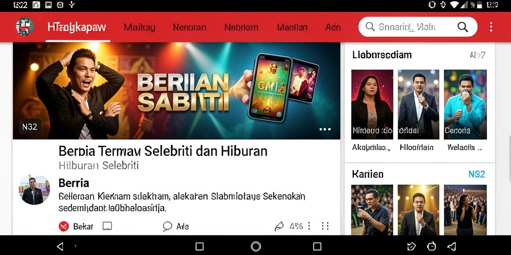 Antarmuka N32 menampilkan berita selebriti yang menarik dan informatif.