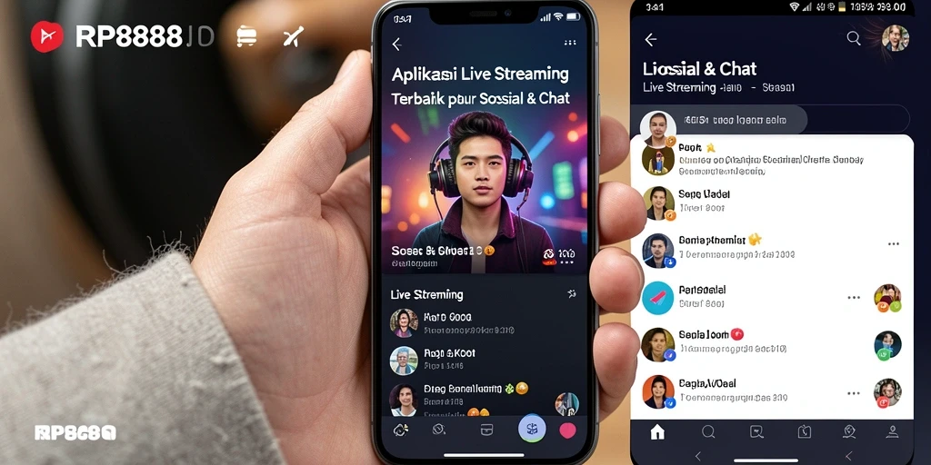 Tampilan antarmuka aplikasi Live Streaming RP8888 yang user-friendly.