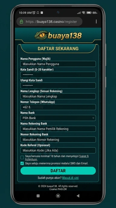Tampilan halaman daftar buaya138