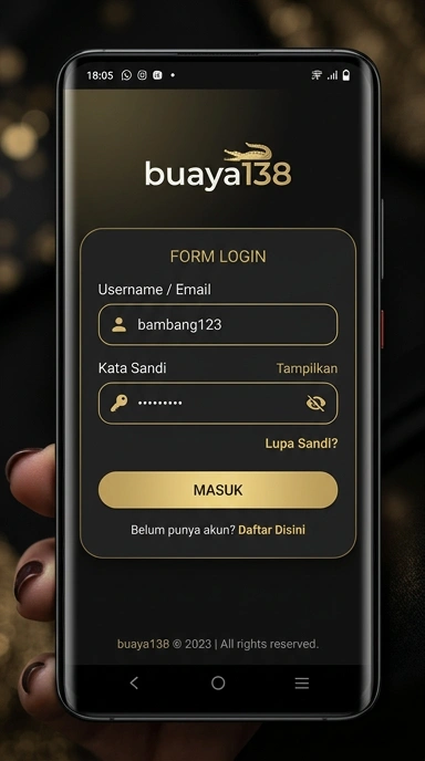Tampilan halaman login buaya138